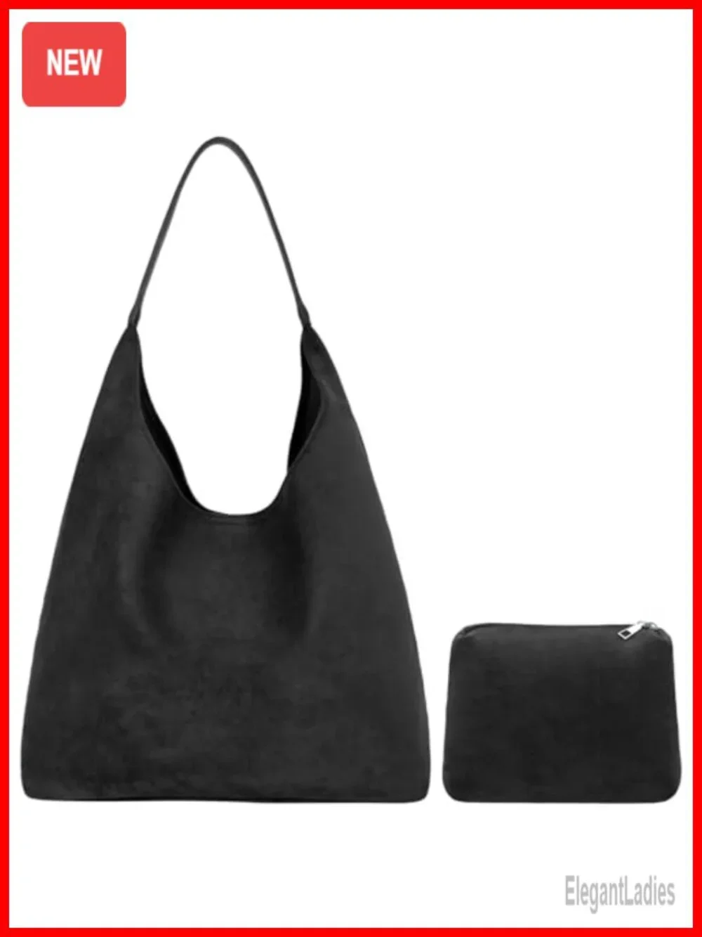 Faux Suede Hobo Shoulder Bag Slouchy Tote Handbag for Work Daily Use